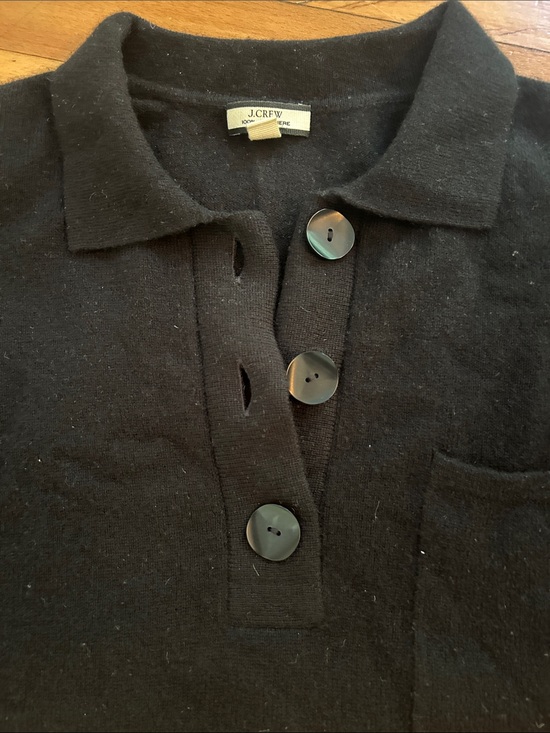J. Crew Sweaters - J. Crew Black Cashmere Polo Button Knit Sweater